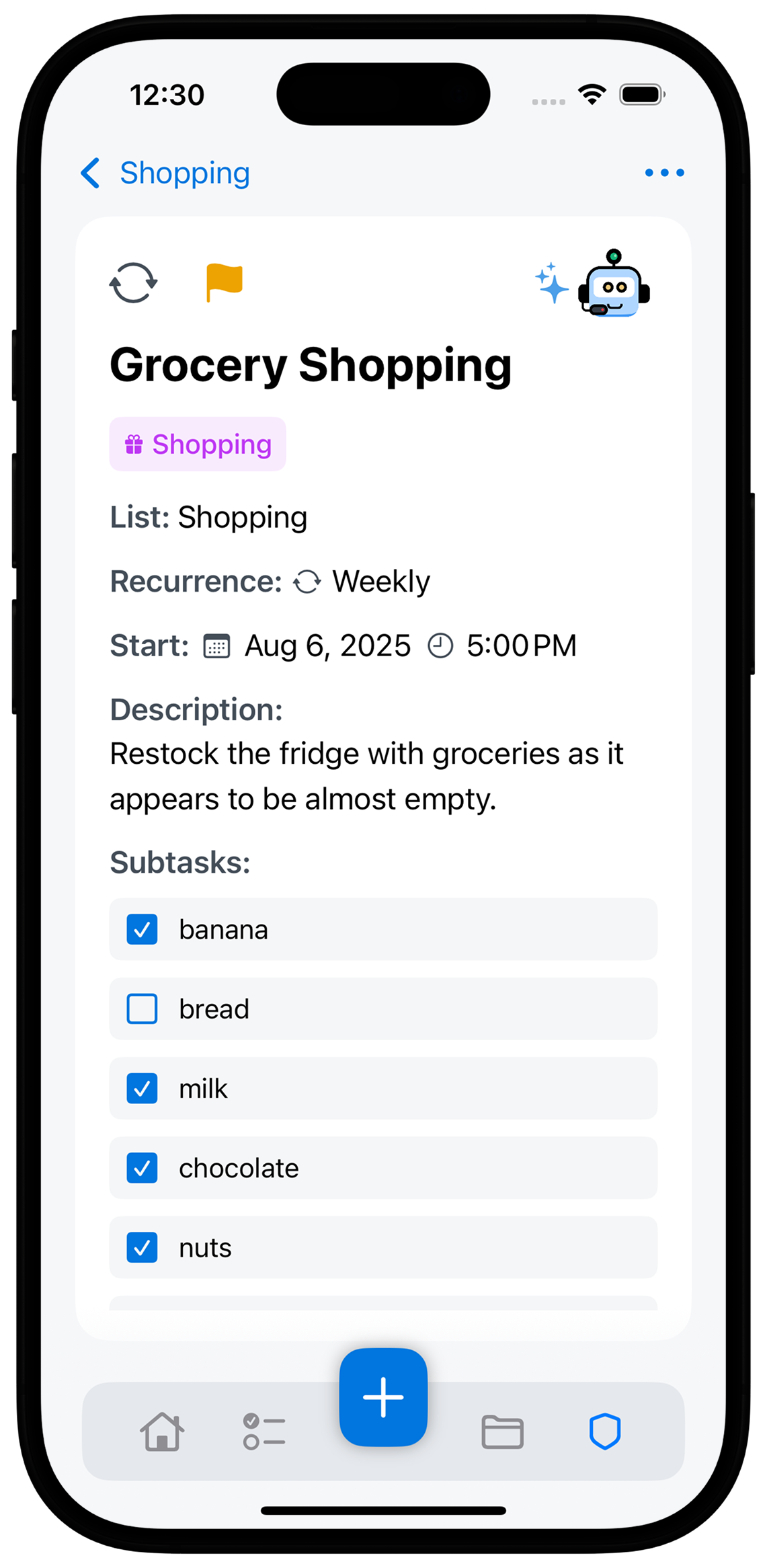 TaskBot App Interface