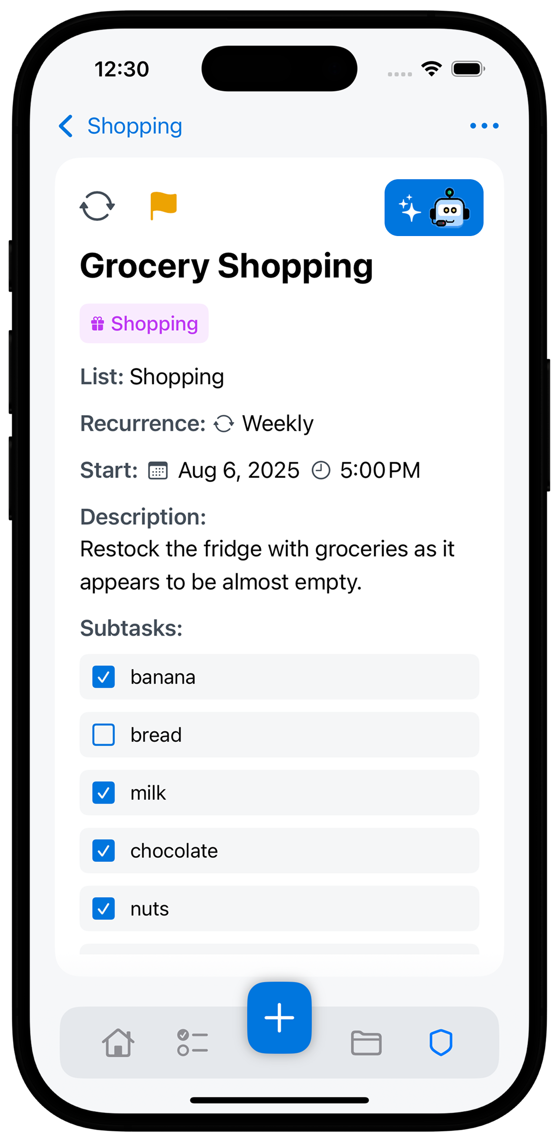 TaskBot App Interface