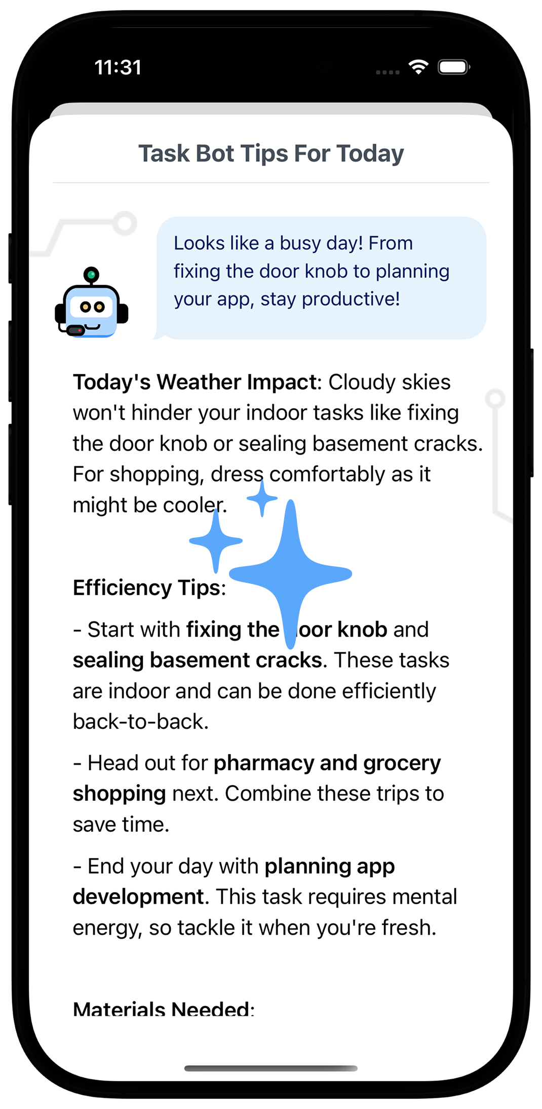 TaskBot App Interface